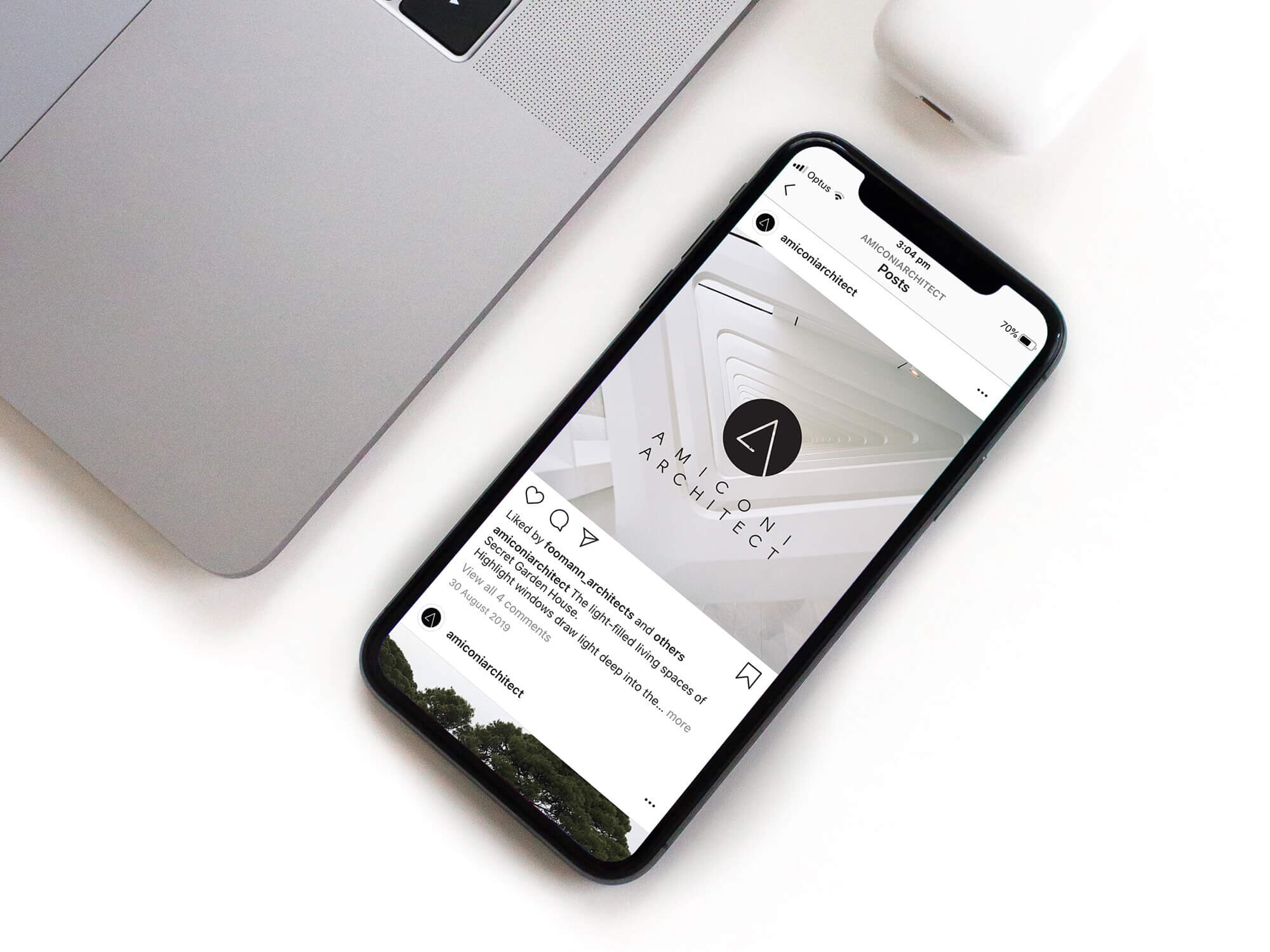 Logo design, brand identity development, website development, signage and stationary creation for Amiconi Architect. Web Design, Branding, Logo Development, Business Cards, Brochures, Website Development, Stationary.