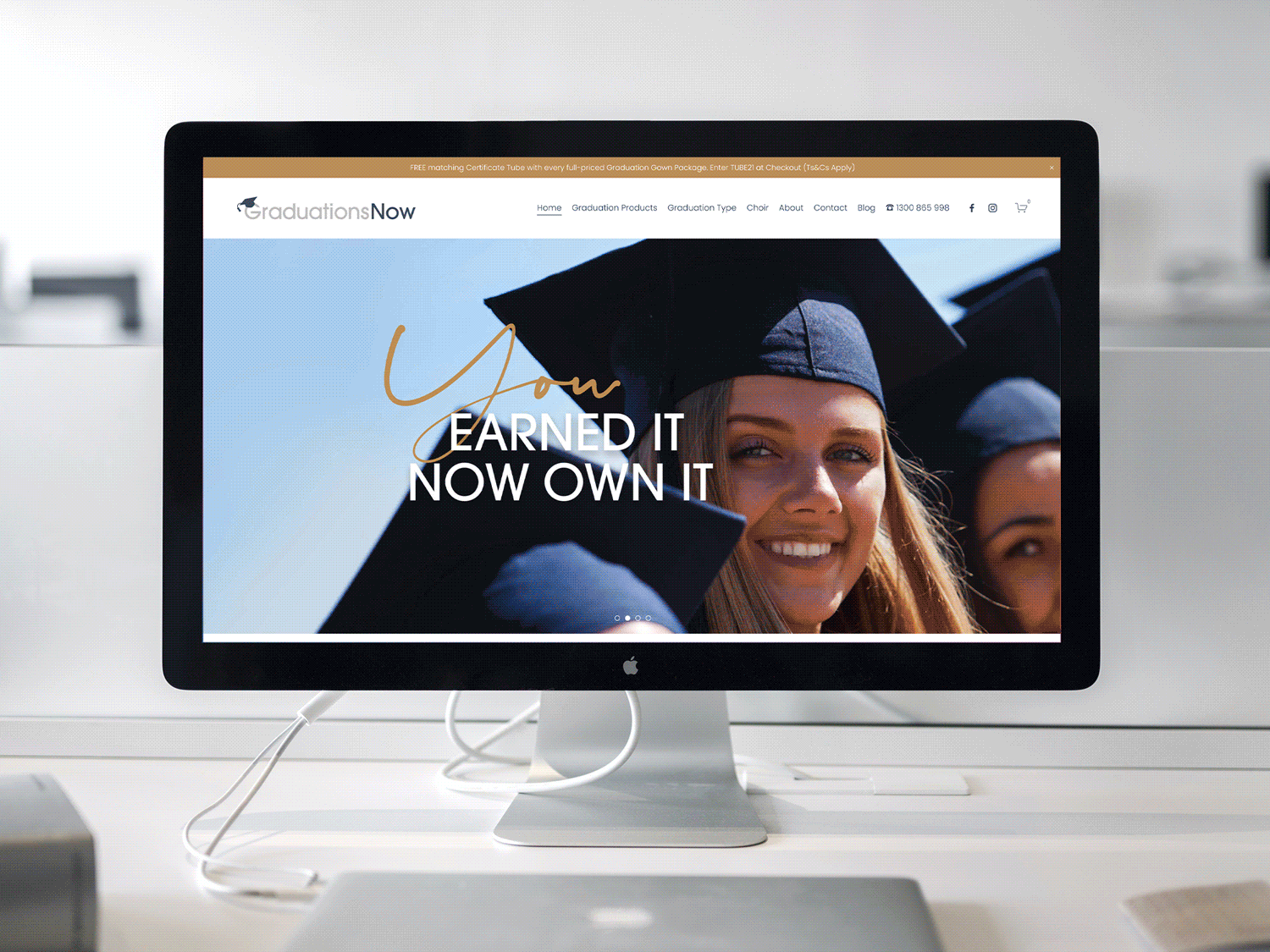 Website development, brand refresh, social media marketing and stationary creation for Graduations Now. Web Design, Branding, Social Media Marketing, Email Marketing, Business Cards, Brochures, Website Development, Stationary.
