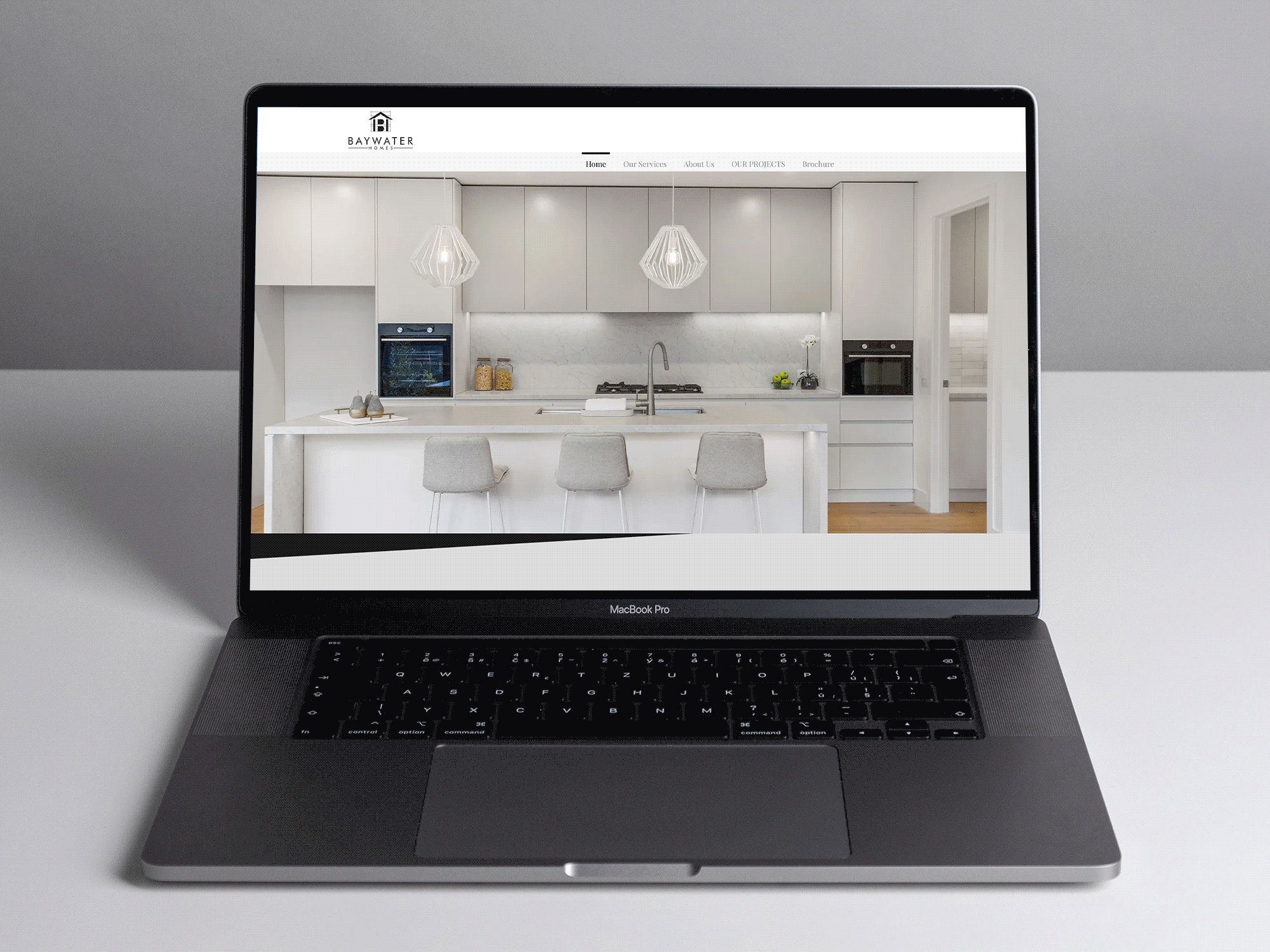 Brand identity refresh, website design refresh, site signage, hoarding, business cards and brochure design and creation for Baywater Homes. Web Design, Branding, Logo Development, Business Cards, Website Development, Brochure Design, Site Signage and