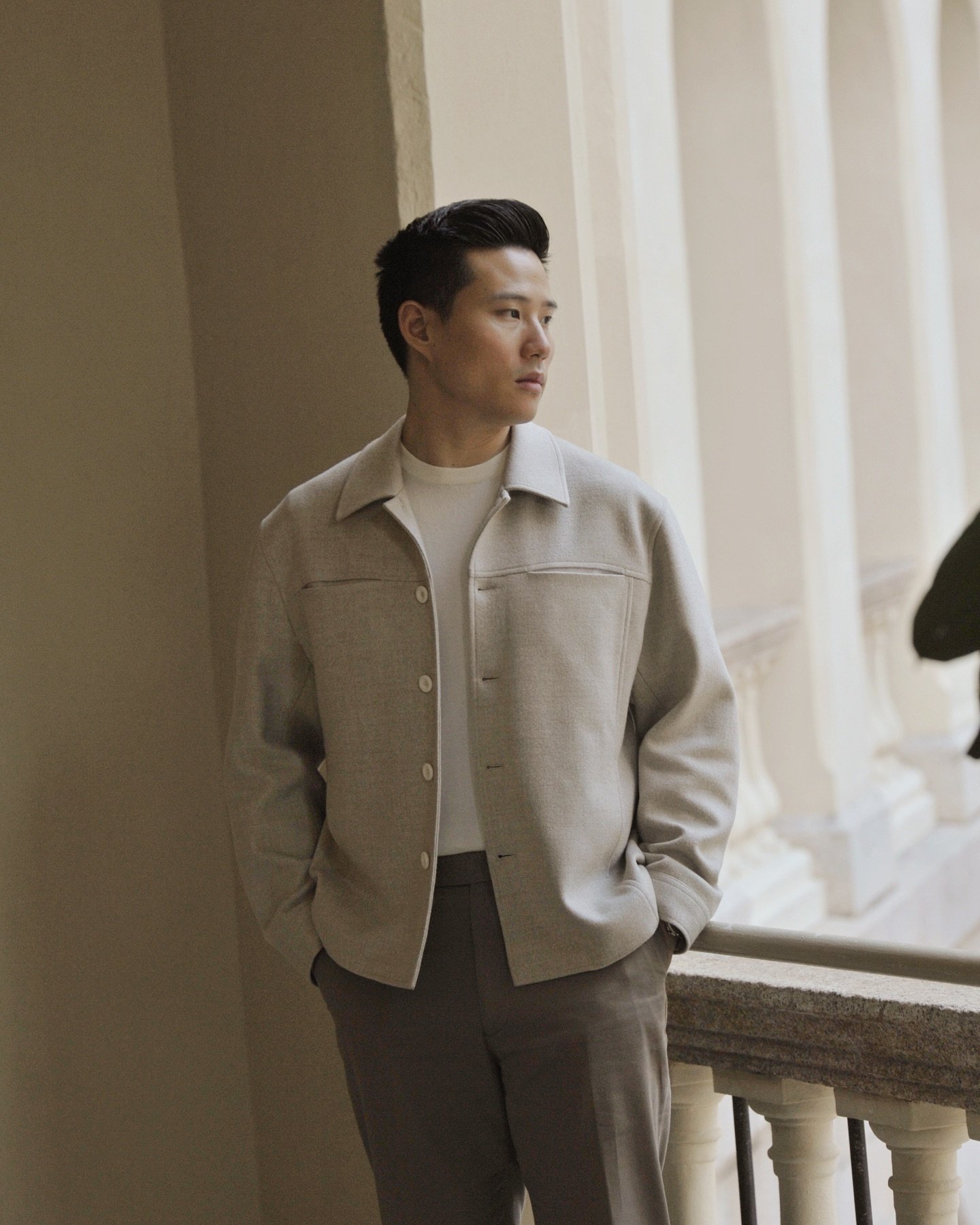 Nature is pleased with simplicity. 
.
Soft as cloud and warm as hug, the blouson jacket made out of @loropiana natural undyed wool shows a strong character with the simplest design.