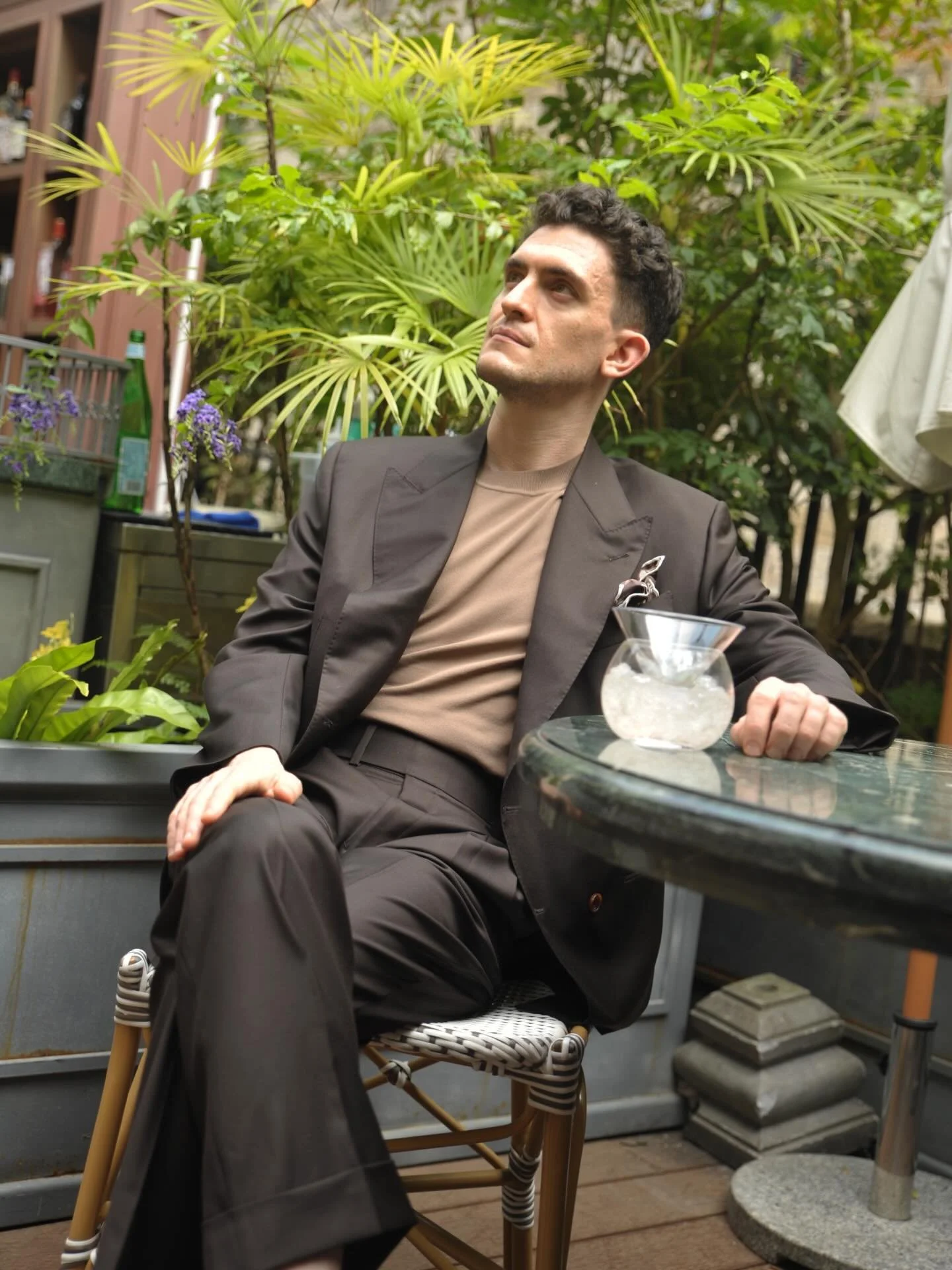 Summer ease, dark chocolate suit, @thestylistsupreme in his element. Because tailoring shouldn&rsquo;t wait for a meeting &mdash; it should elevate your everyday.