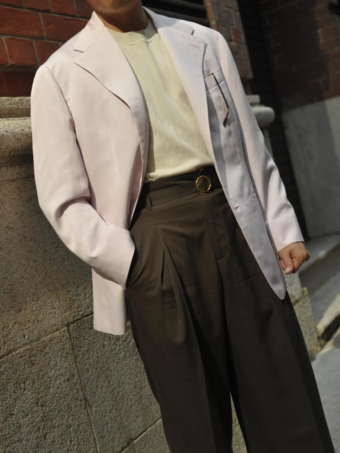 Zegna&rsquo;s Silkskin brings a quiet luxury to this look &mdash; soft, velvety, and fluid with every movement. Its natural drape makes a relaxed cut not just a choice but the perfect expression of the fabric, letting the jacket and trousers fall wit