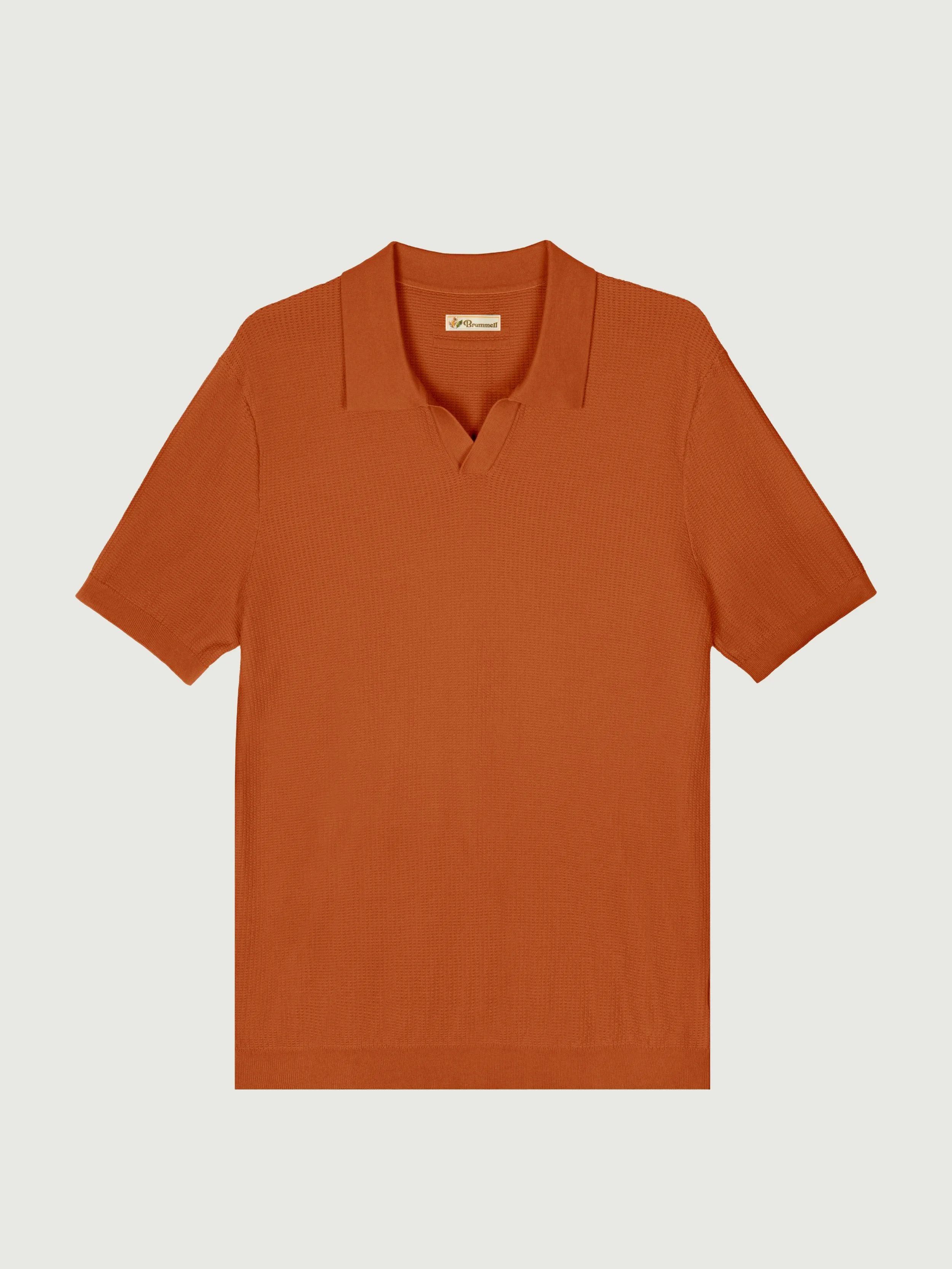 Knitted Short Sleeve Polo - Burnt Orange