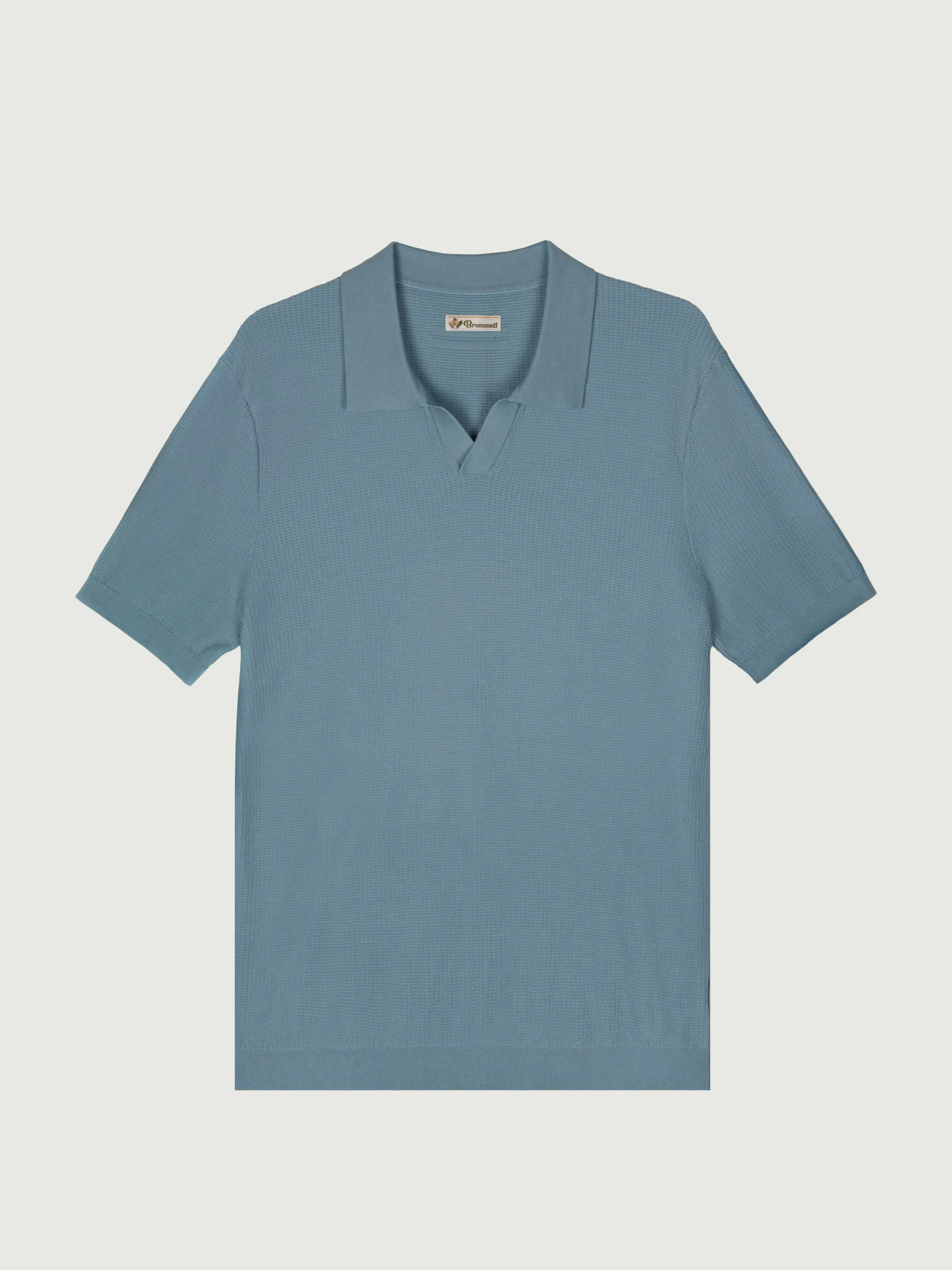 Knitted Short Sleeve Polo - Aqua Blue
