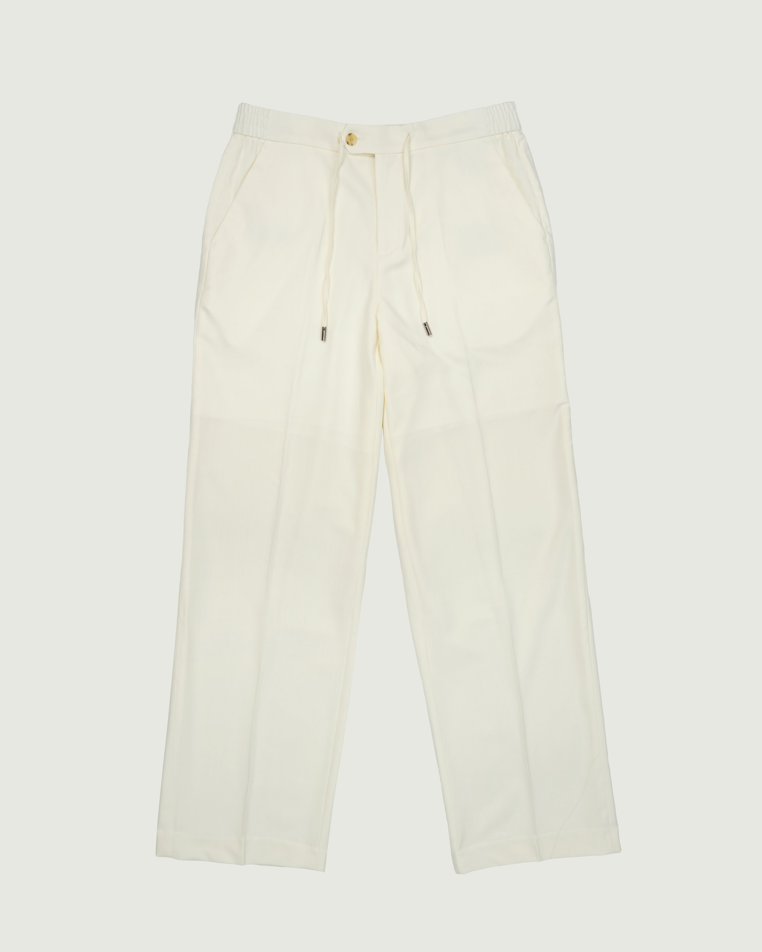 Drawstring Wool/Silk/Linen Summer Trousers - Off White