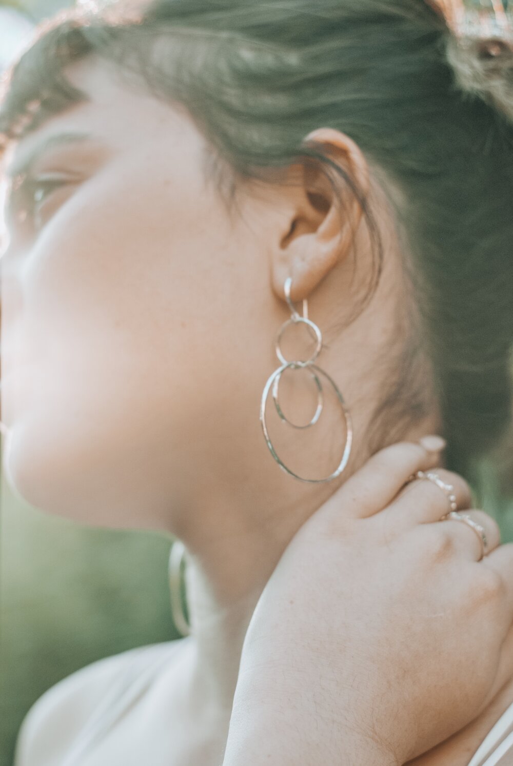 Dangling Circle Earrings in silver - statement