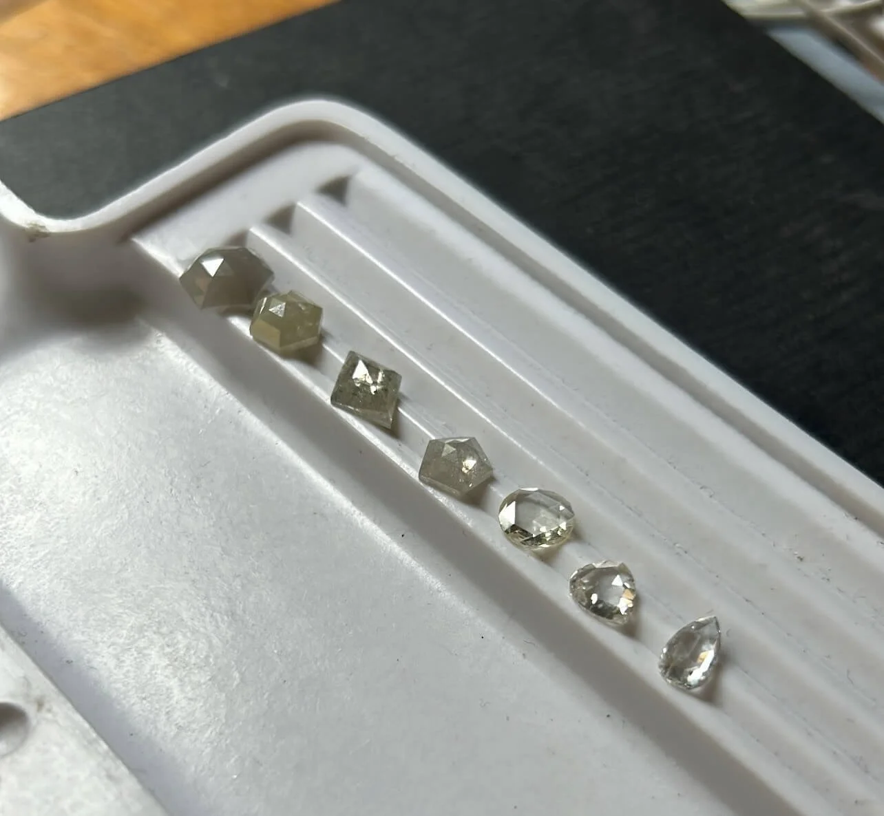 A series of irregular natural diamonds