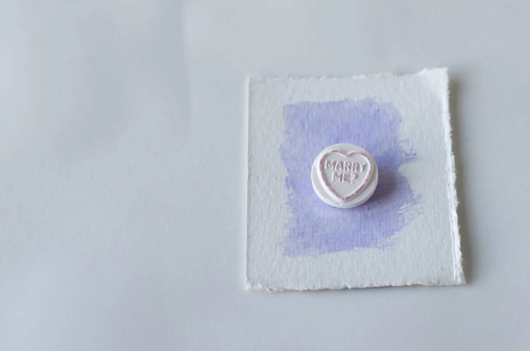 "Marry Me" Heart Candy on watercolour background