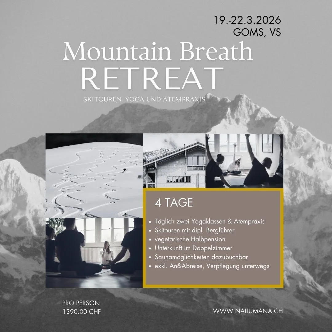 Vom 19.&ndash;22. M&auml;rz 2026 findet das Mountain Breath Retreat wieder statt &ndash; ein paar Tage Yoga und Skitouren im sch&ouml;nen Goms.

Dich erwarten:
	&bull;	Zwei Yogaeinheiten pro Tag, die den K&ouml;rper kr&auml;ftigen und den Kopf klar w