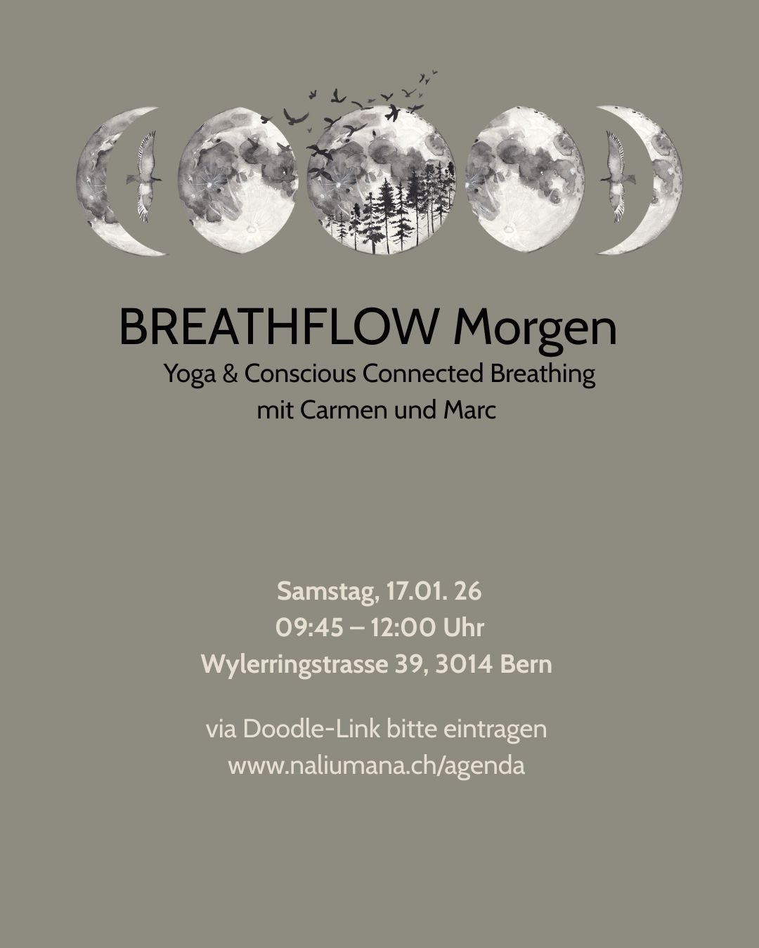 BREATHFLOW MORGEN 🧘🏽 🌬️ 🪶 
Yoga &amp; Conscious Connected Breathing

Ein Morgen zum Ankommen.
Im K&ouml;rper.
Im Atem.
Bei dir.

Wir beginnen mit sanftem Yoga, lassen Bewegung langsam in den Atem &uuml;bergehen
und &ouml;ffnen danach einen Raum f
