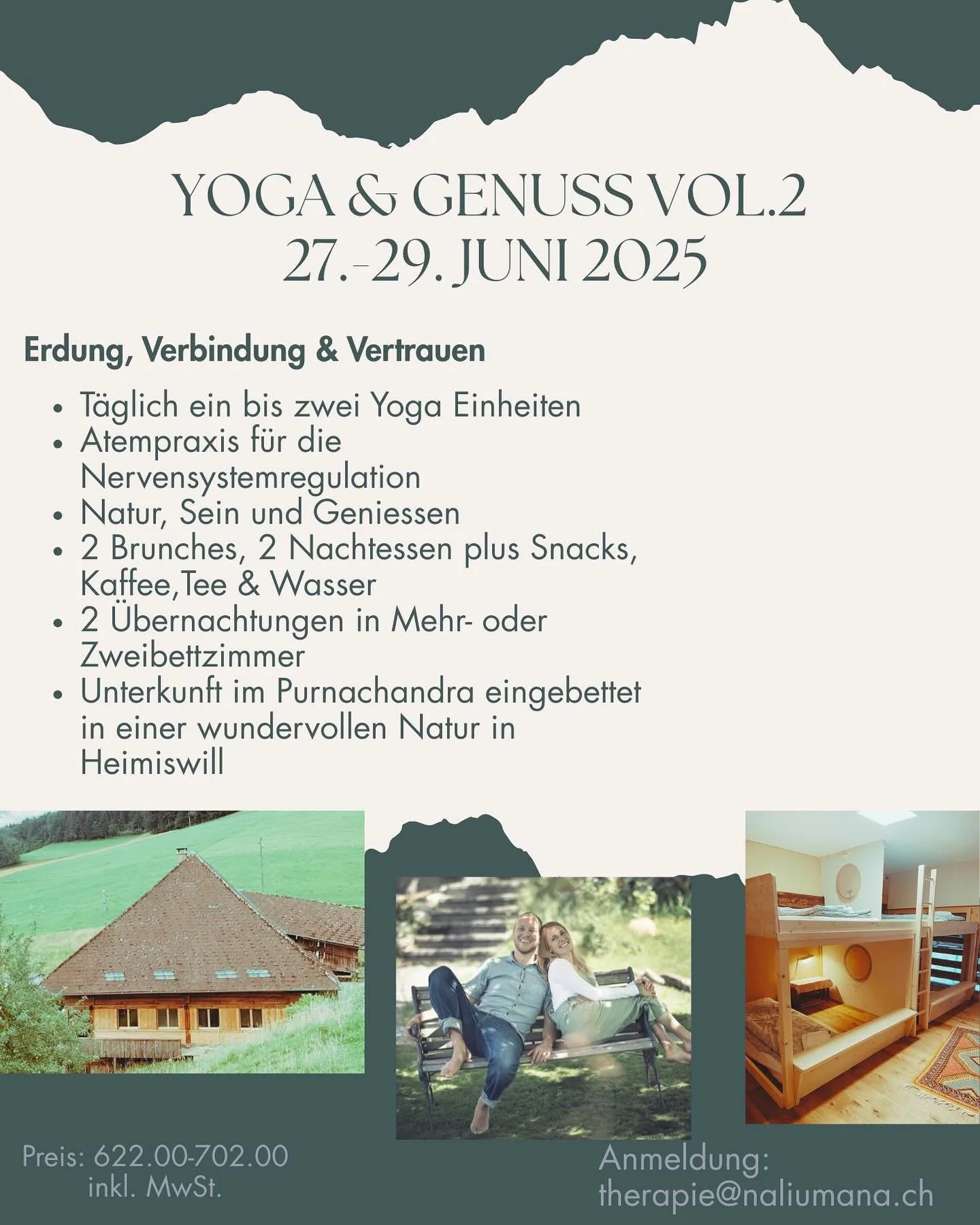 Manchmal reicht ein Moment der Ruhe, um wieder bei sich anzukommen.

Inmitten von Alltag und Tempo laden wir dich ein zu einer bewussten Pause.
Mit sanfter Bewegung, achtsamer Atmung und dem, was oft zu kurz kommt: echter Verbindung &ndash; mit dir s