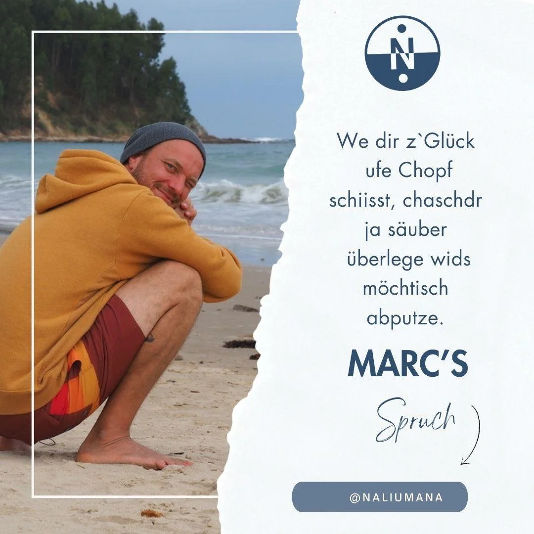 Marc H&auml;tte noch ganz viele andere Spr&uuml;che auf Lager... Ihm ist Humor sehr wichtig, so vergeht kein Tag ohne Lacher und viel Freude!

#naliumana #naliumanabewegt #naliumanageniesst #naliumanaerlebt #5jahre #vonderideezurrealit&auml;t #reisen