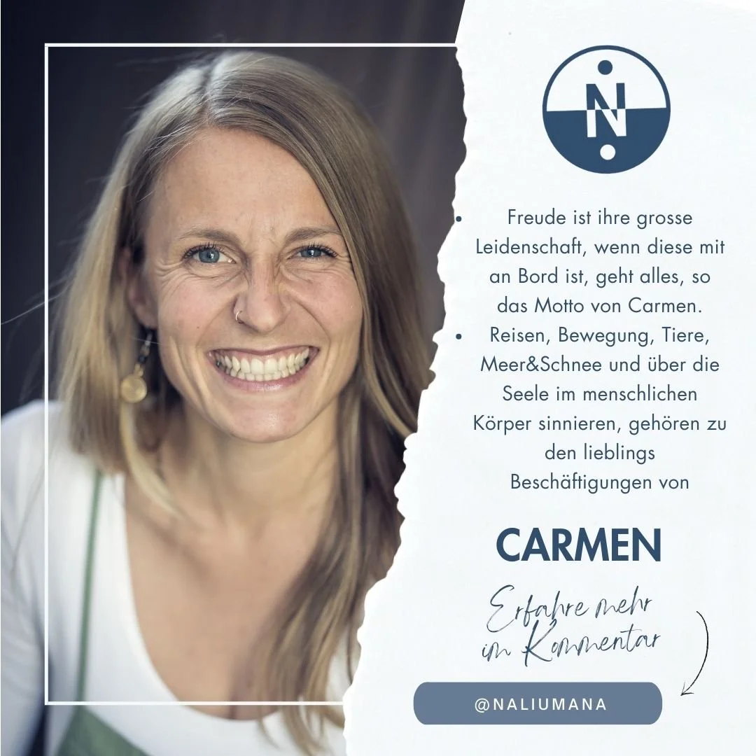 Das ist Carmen. Sie ist f&uuml;r die Bereiche Therapie und Yoga zust&auml;ndig. Liebt es Retreats zu organisieren und freut sich neue Gesichter in ihrer Praxis in Vechigen zu begr&uuml;ssen.

#naliumana #naliumanabewegt #naliumanageniesst #naliumanae
