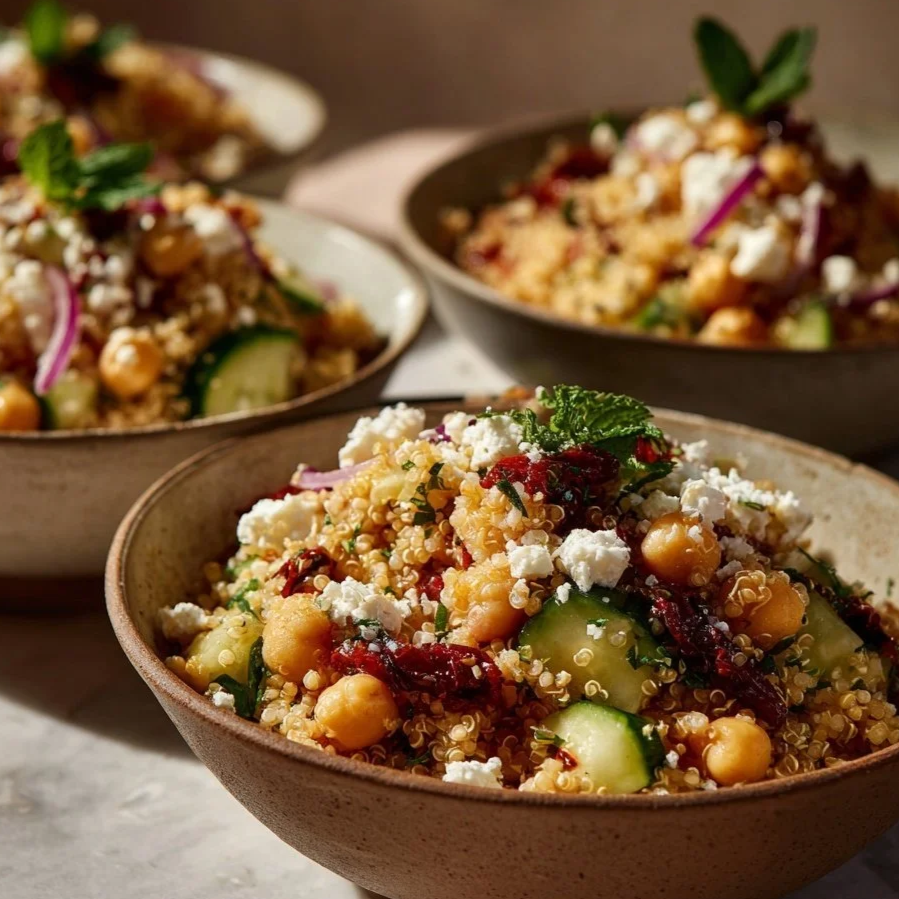 Finish quinoa, bowls with vegetables and feta