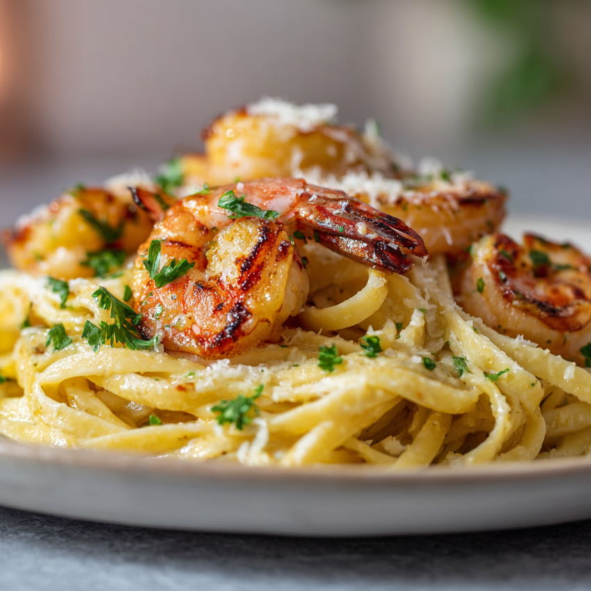 Creamy Garlic Shrimp Linguine