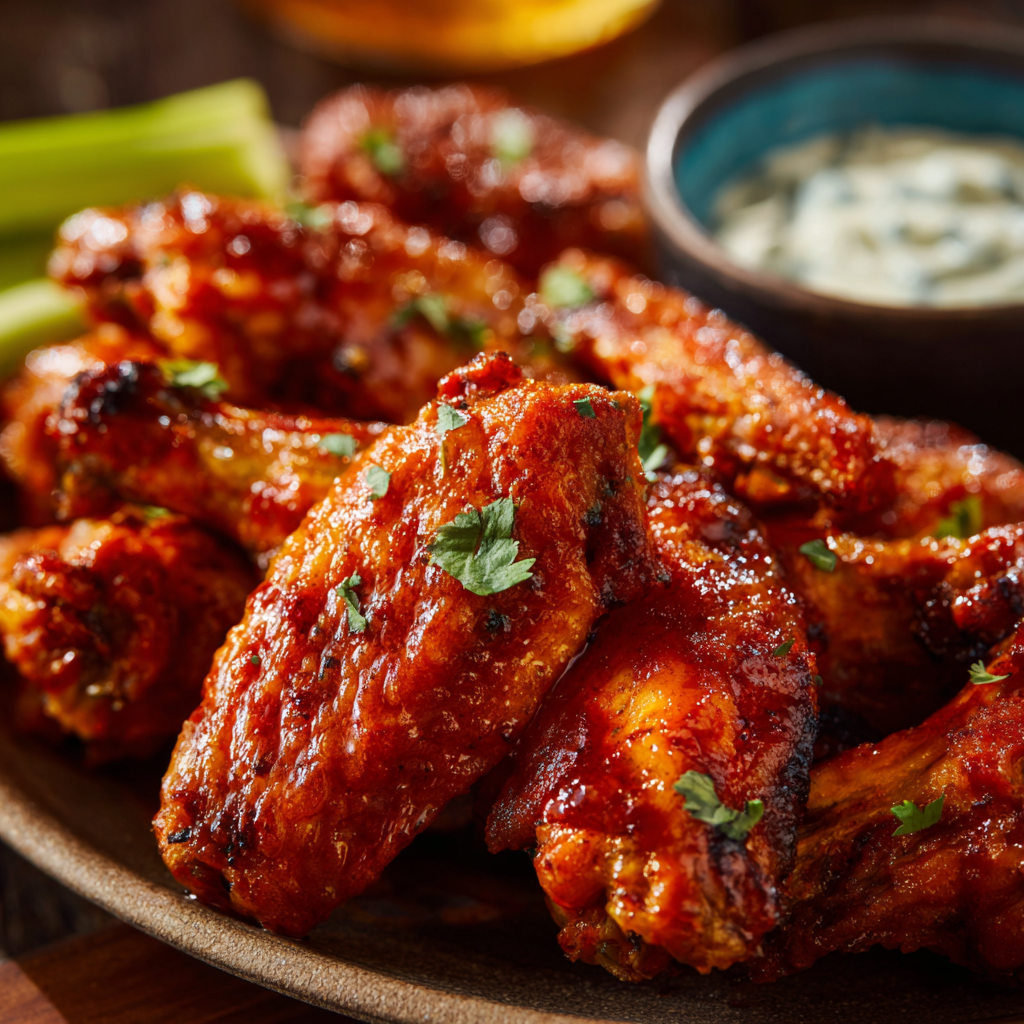 The Crispiest Authentic Buffalo Wings with a Fiery Glaze