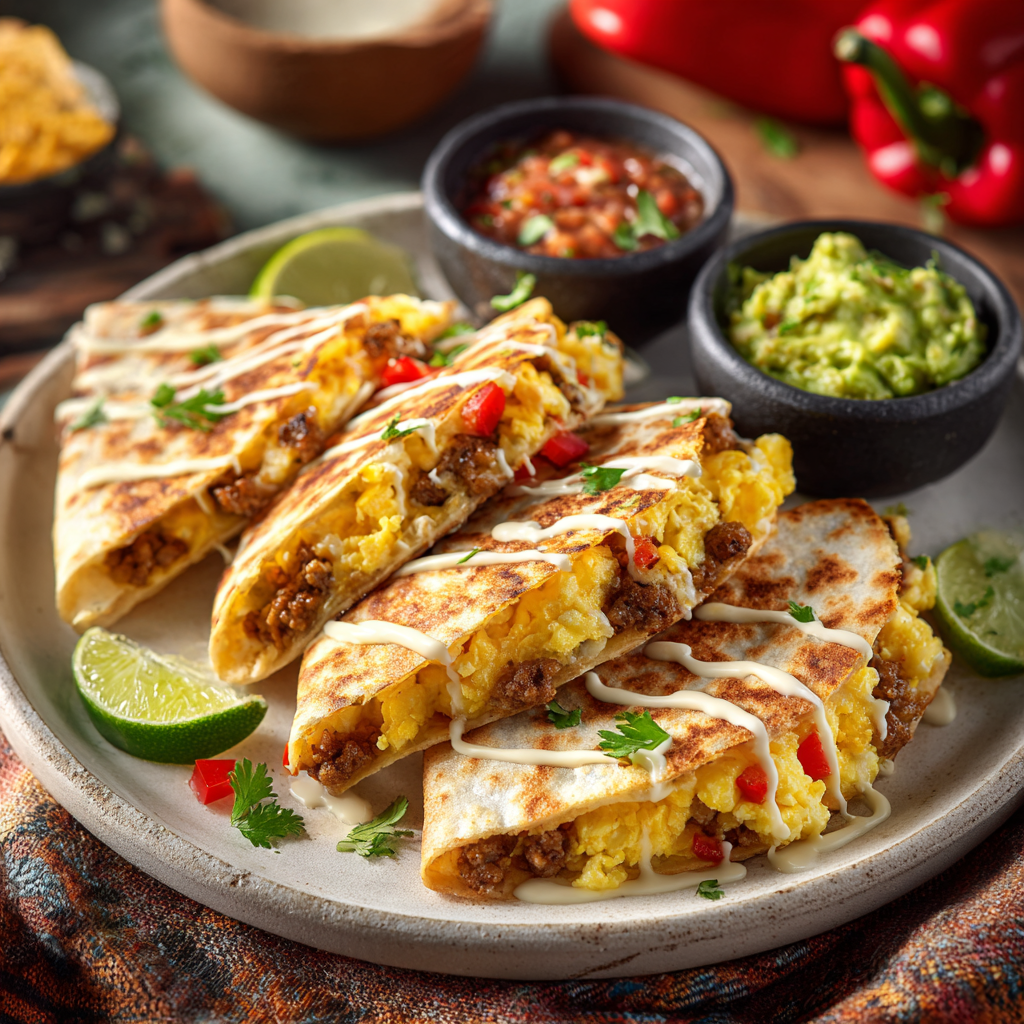 The Always Works Breakfast Quesadilla with Savory Sausage and Eggs