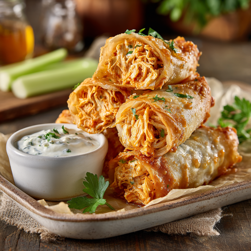 Top Flight Buffalo Chicken Egg Rolls