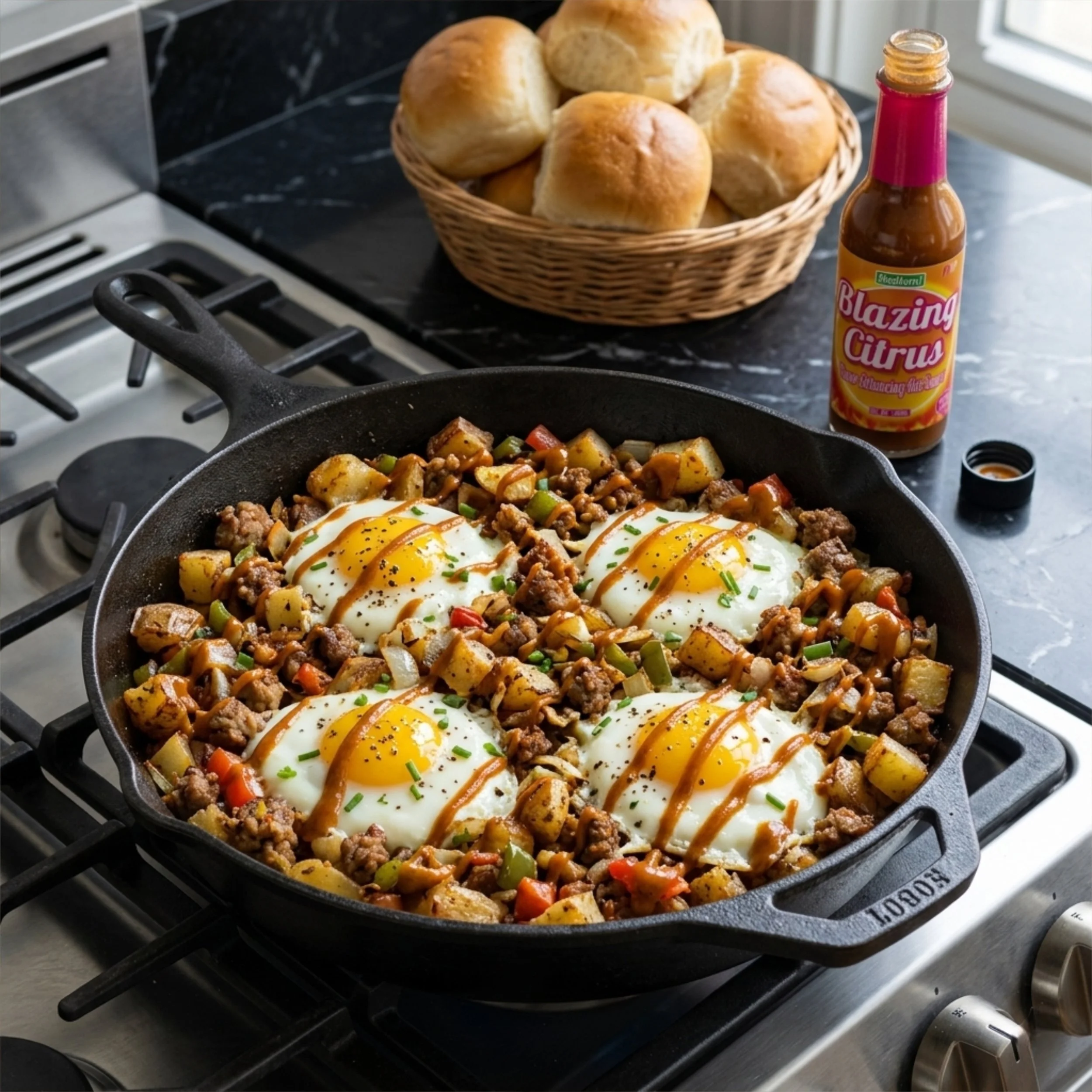 Golden Crispy Breakfast Hash with Perfectly Set Eggs