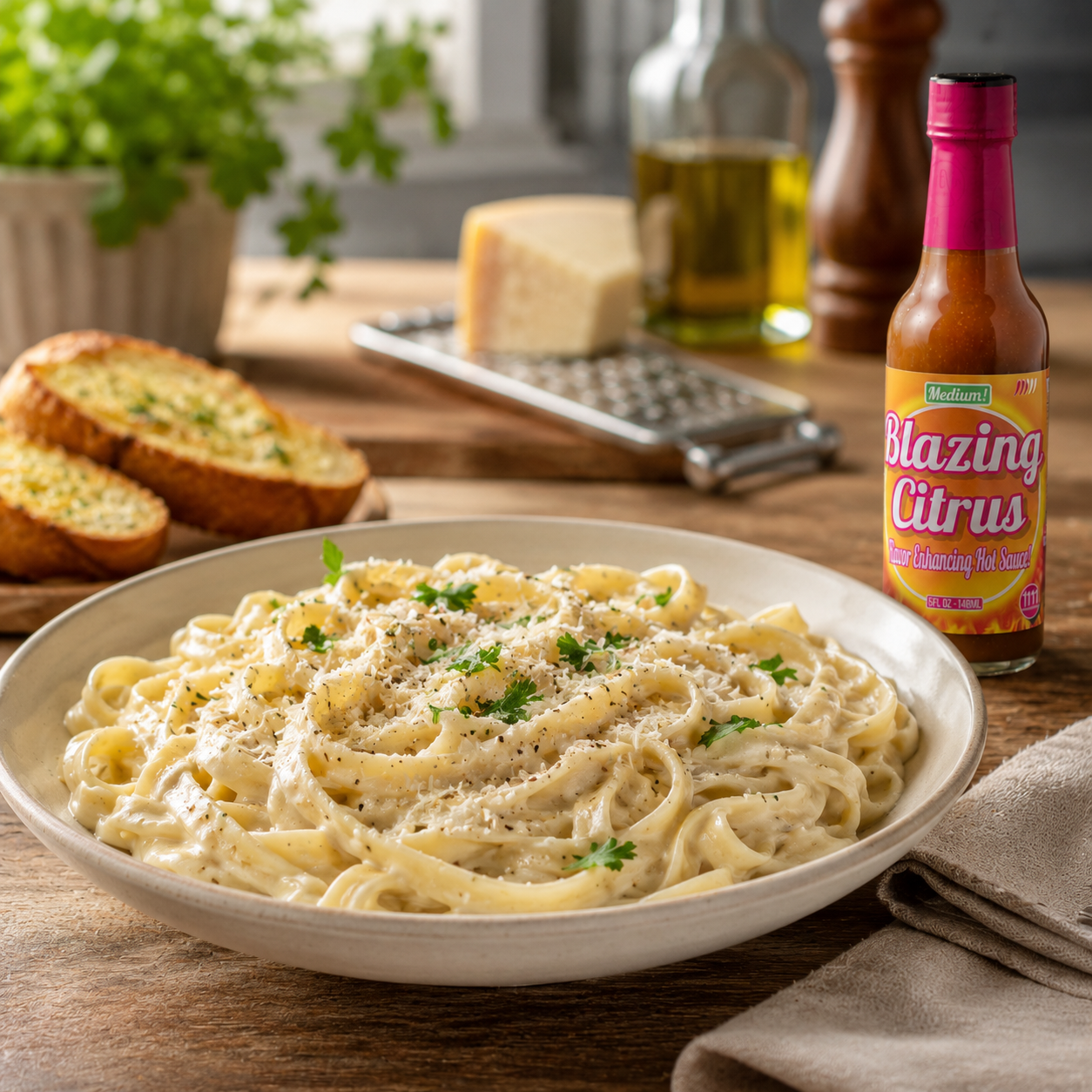 The Most Luscious Creamy Fettuccine Alfredo with Grated Parmesan