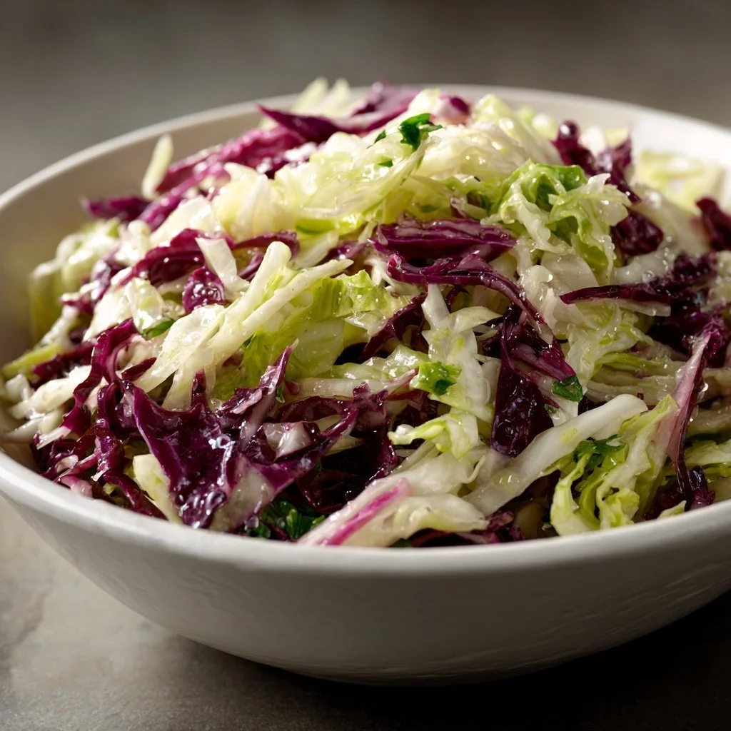 Shredded cabbage and creamy slaw dressing for fish tacos