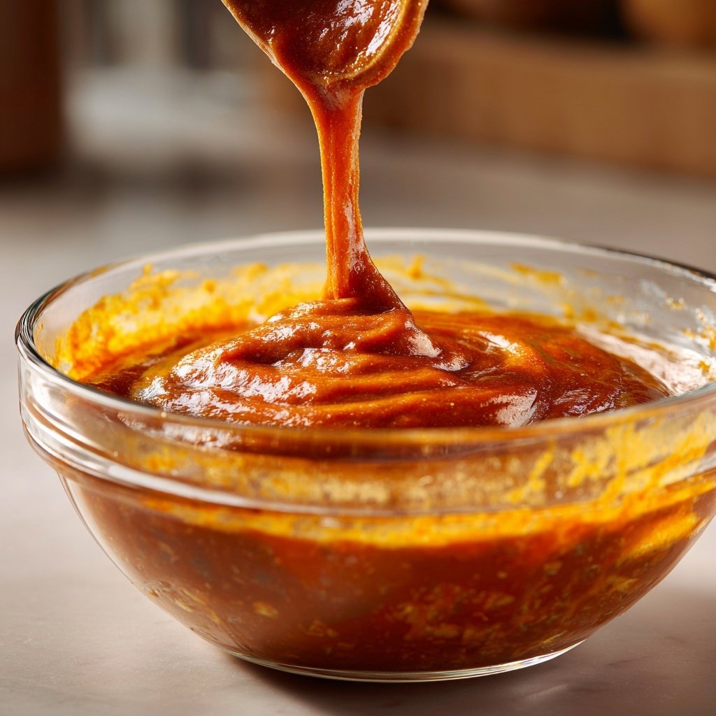 buffalo wing glaze mixed in bowl