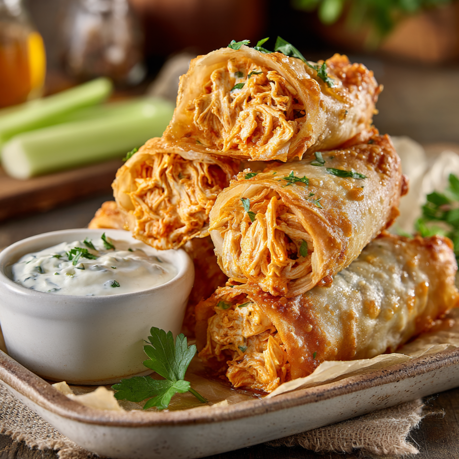 buffalo egg rolls with dipping sauce