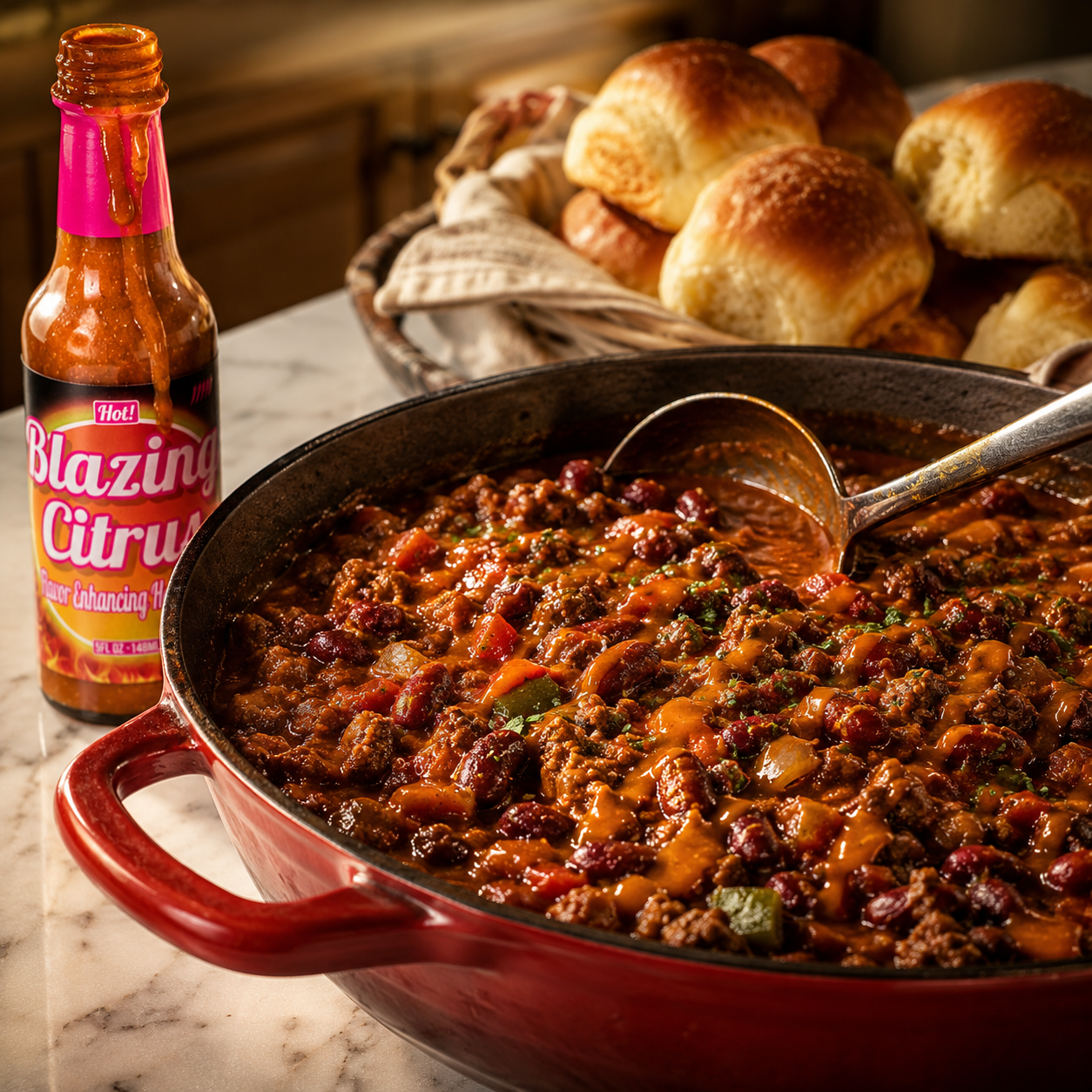 chili con carne with blazing citrus hot sauce vinegar free