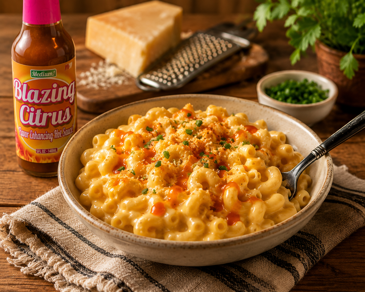 macaroni with blazing citrus medium hot sauce vinegar free
