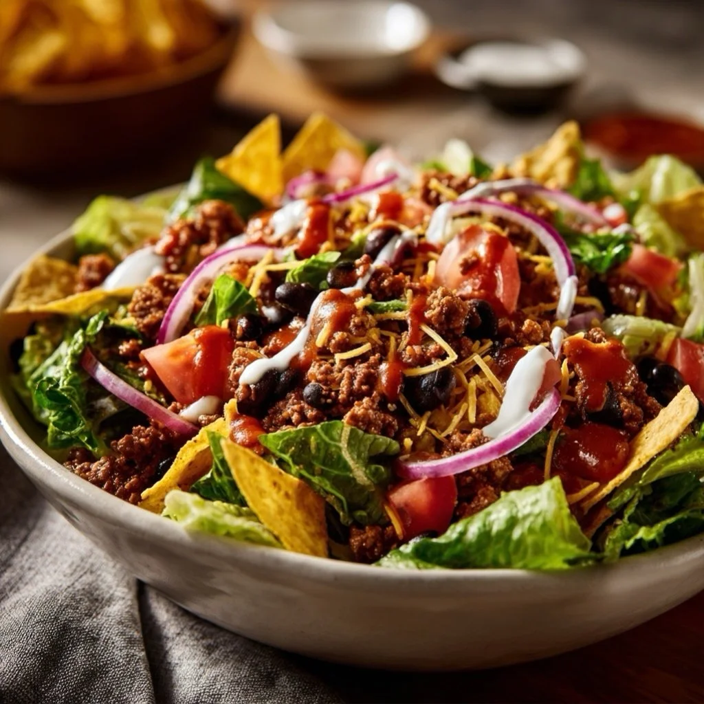 finished served taco salad