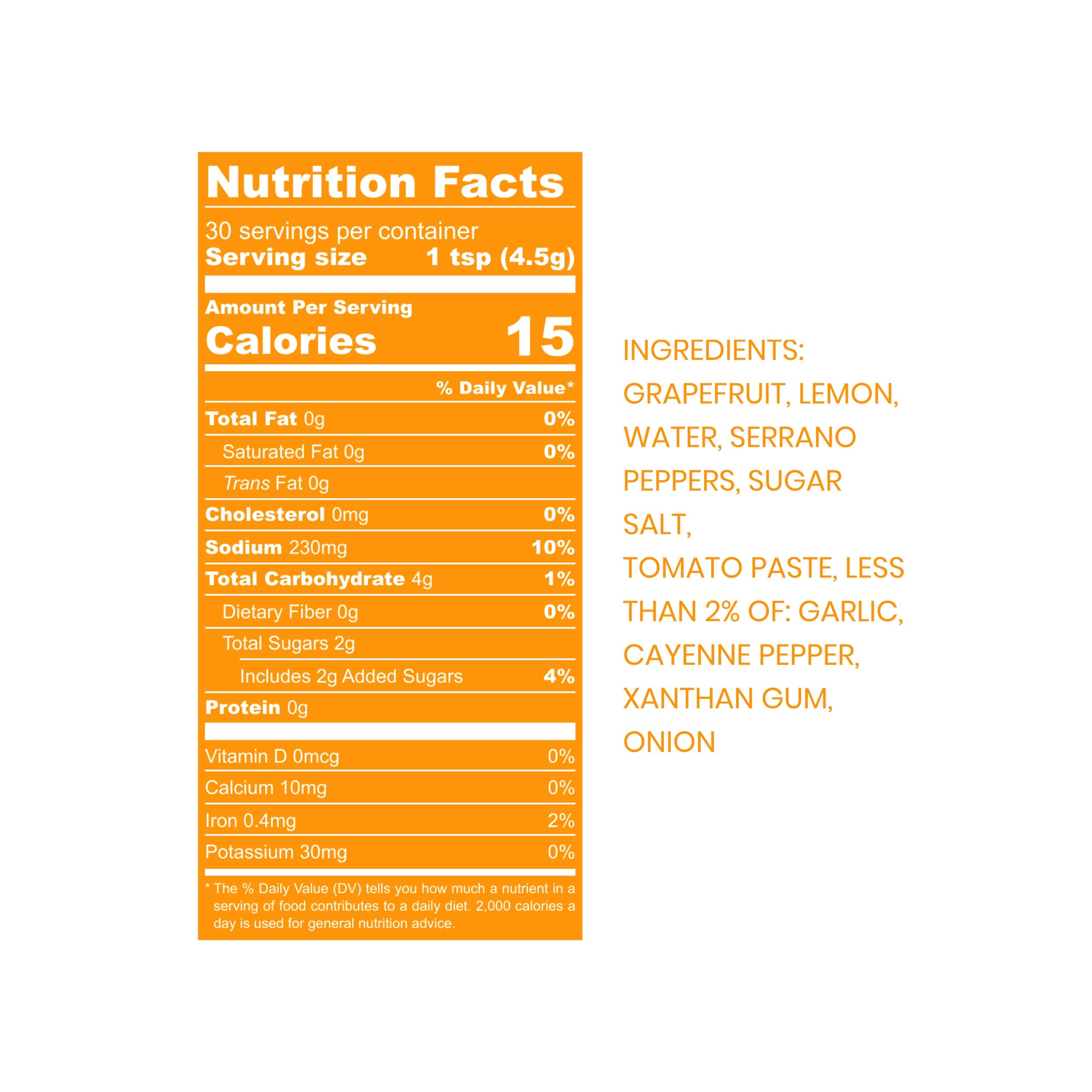 Blazing Citrus Medium nutrition information