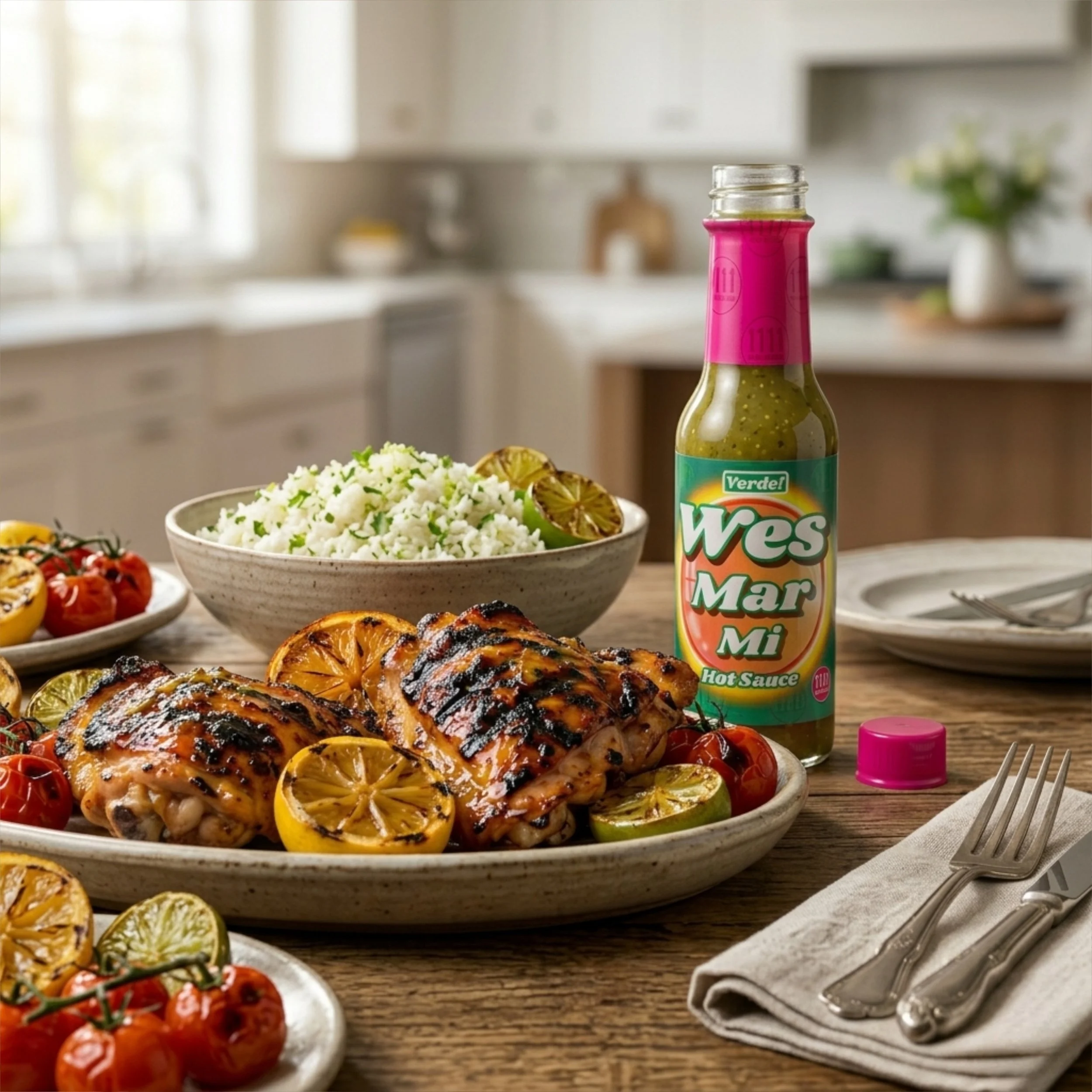 citrus grilled chicken with Wes mar mi verde hot sauce from eleven eleven sauce