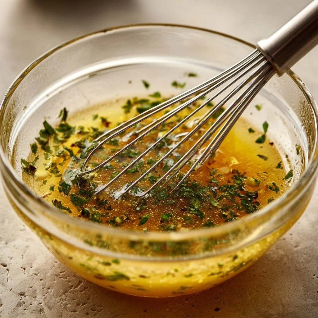 Dressing for quinoa, bowl, herbs, olive oil, and lemon juice
