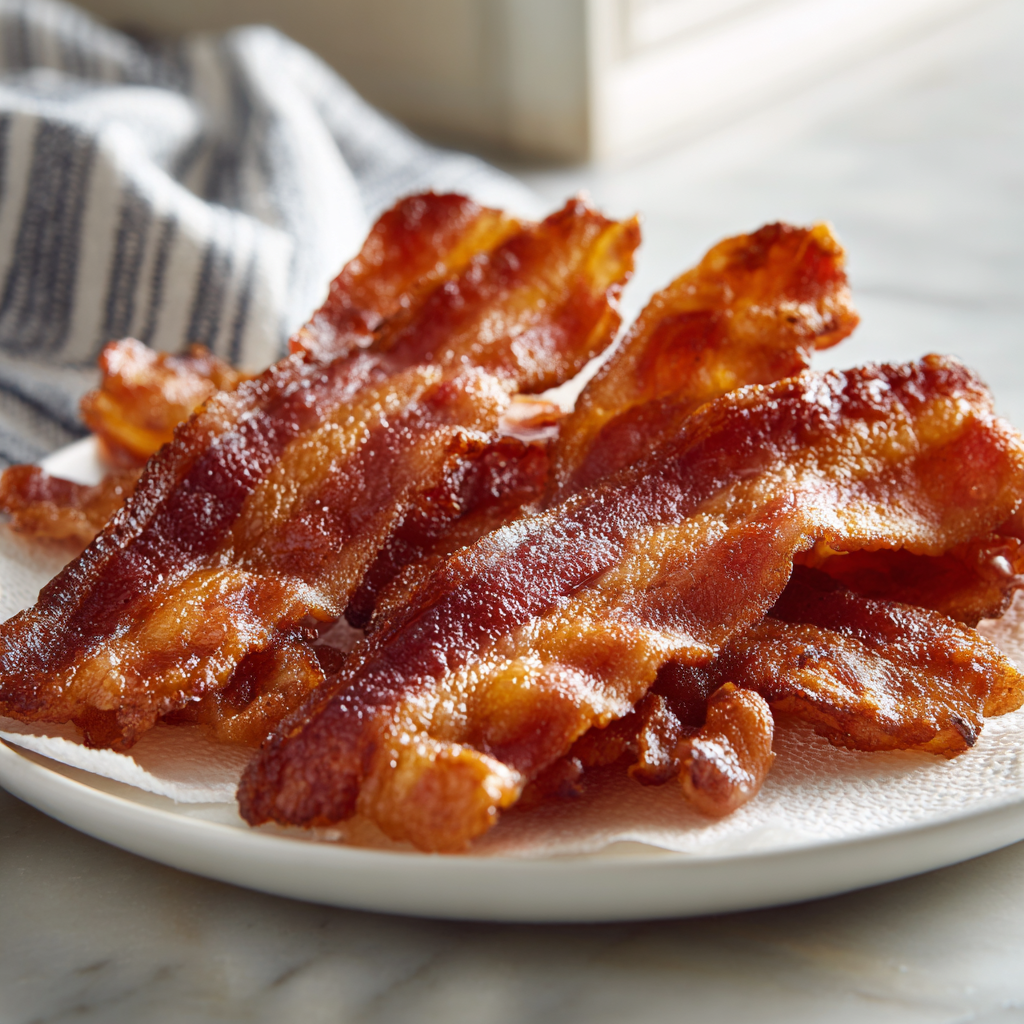 Step one visual: crispy bacon strips, ready to be added to the turkey club sandwich.