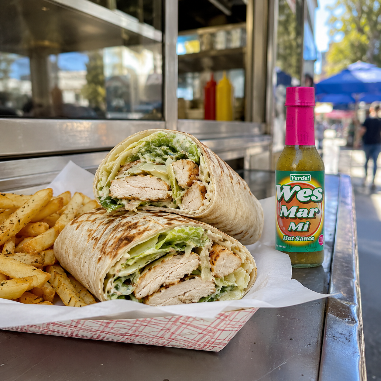 Caesar chicken wrap with wesmarmi verde sauce vinegar free