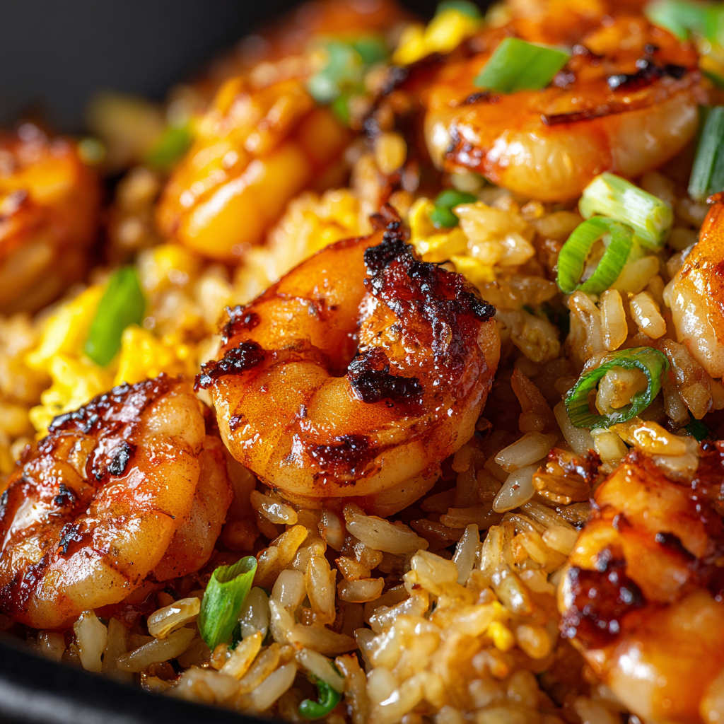 plump shrimp in fried rice