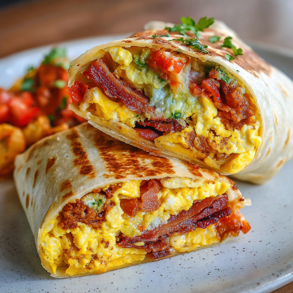 sliced breakfast burrito