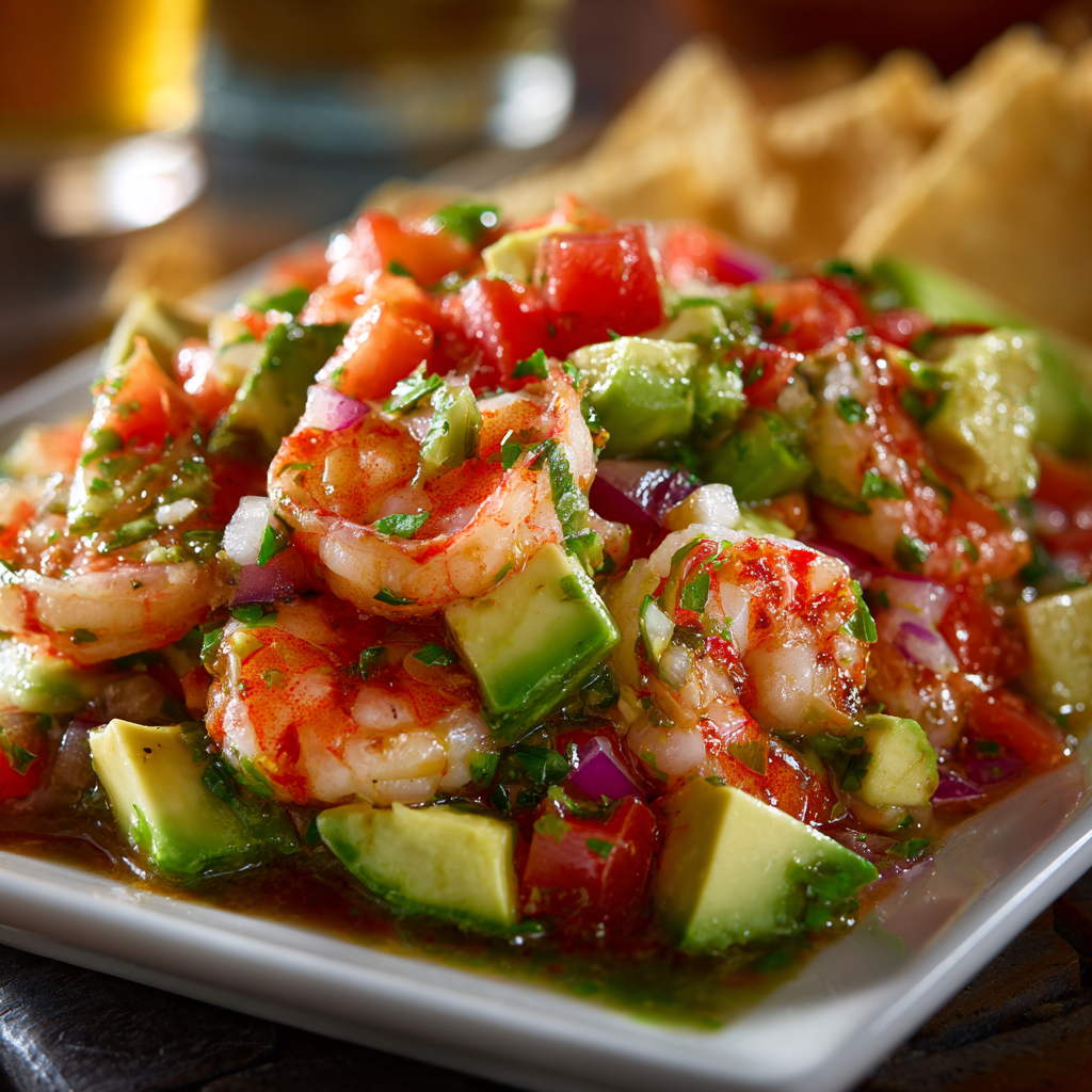 plump shrimp and avocado civeche