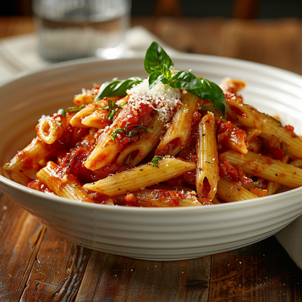 penne arrabbiata in a bowl