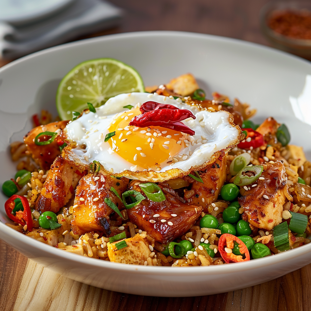nasi goring with over easy egg
