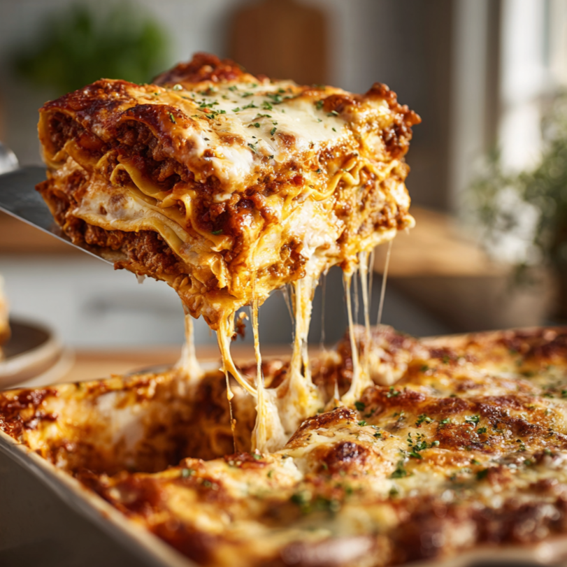 lasagna square removed from pan