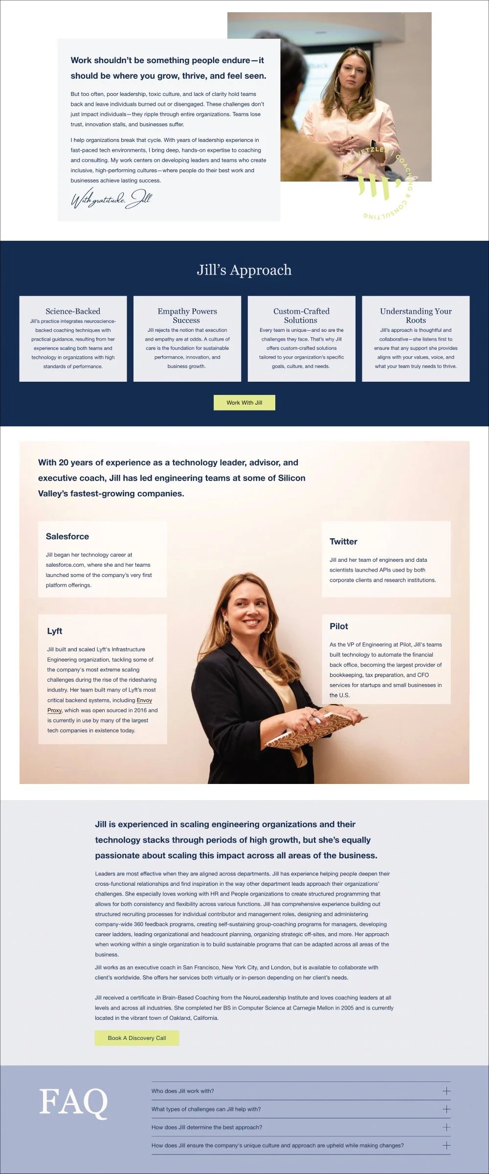 Example of website design for a leadership consultant