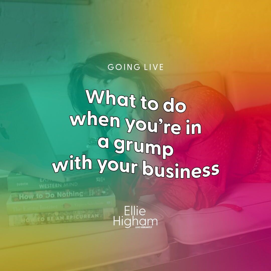 Yay! Riffing off my post from yesterday (go have a read) on &quot;What to Do When You&rsquo;re in a Grump with Your Business.&quot; ⚡⁣
⁣
𝗝𝗼𝗶𝗻 𝗺𝗲 𝗹𝗶𝘃𝗲 𝗮𝘁 12 𝗽.𝗺. 𝗣𝗧 to hear 𝘀𝗼𝗼 much wisdom on this.⁣
⁣
We all have times when we&rsquo