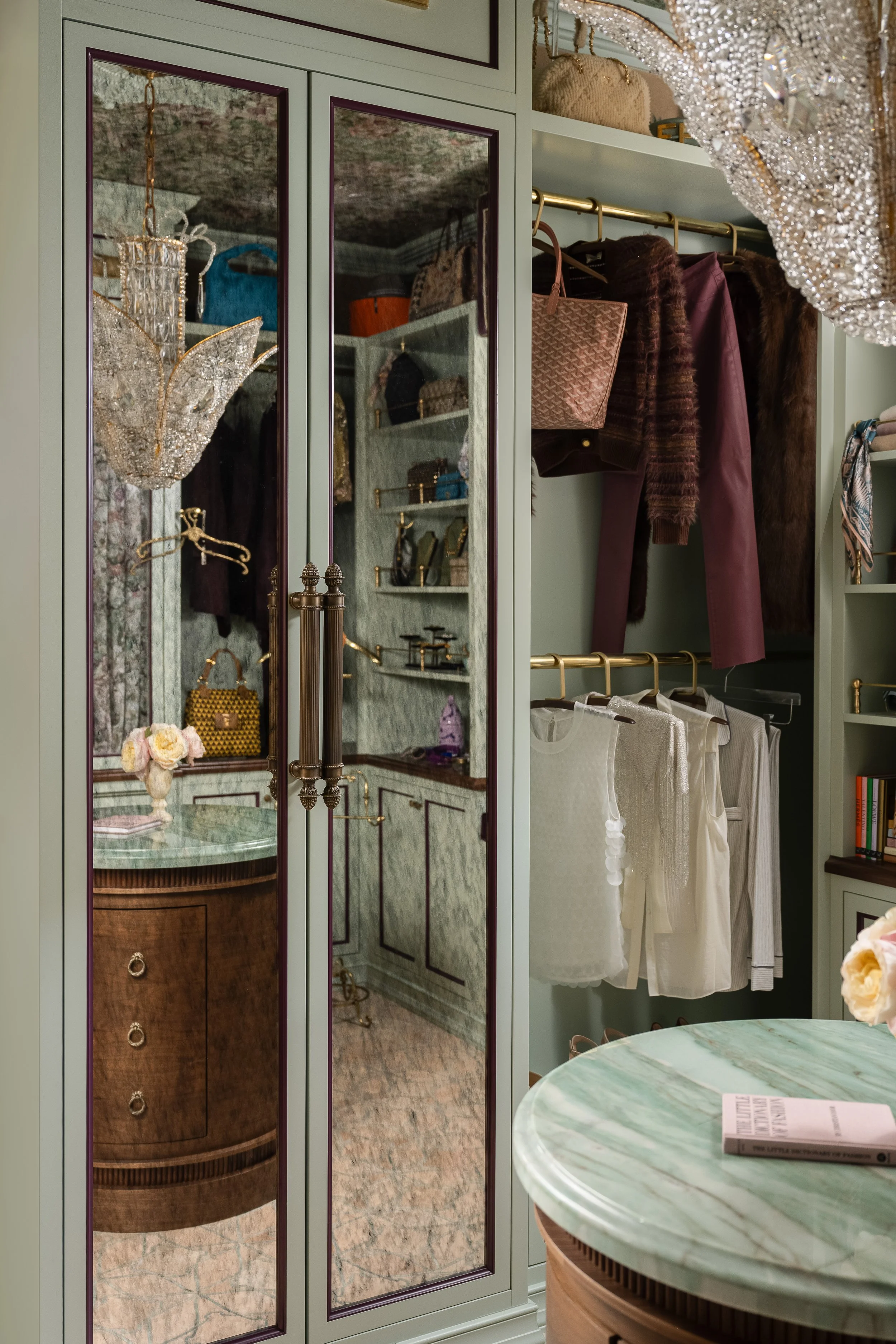 Installation of Our Antique Mirror for Tiffany Skilling Interiors, Photo Provided By Sarah Shields Photography