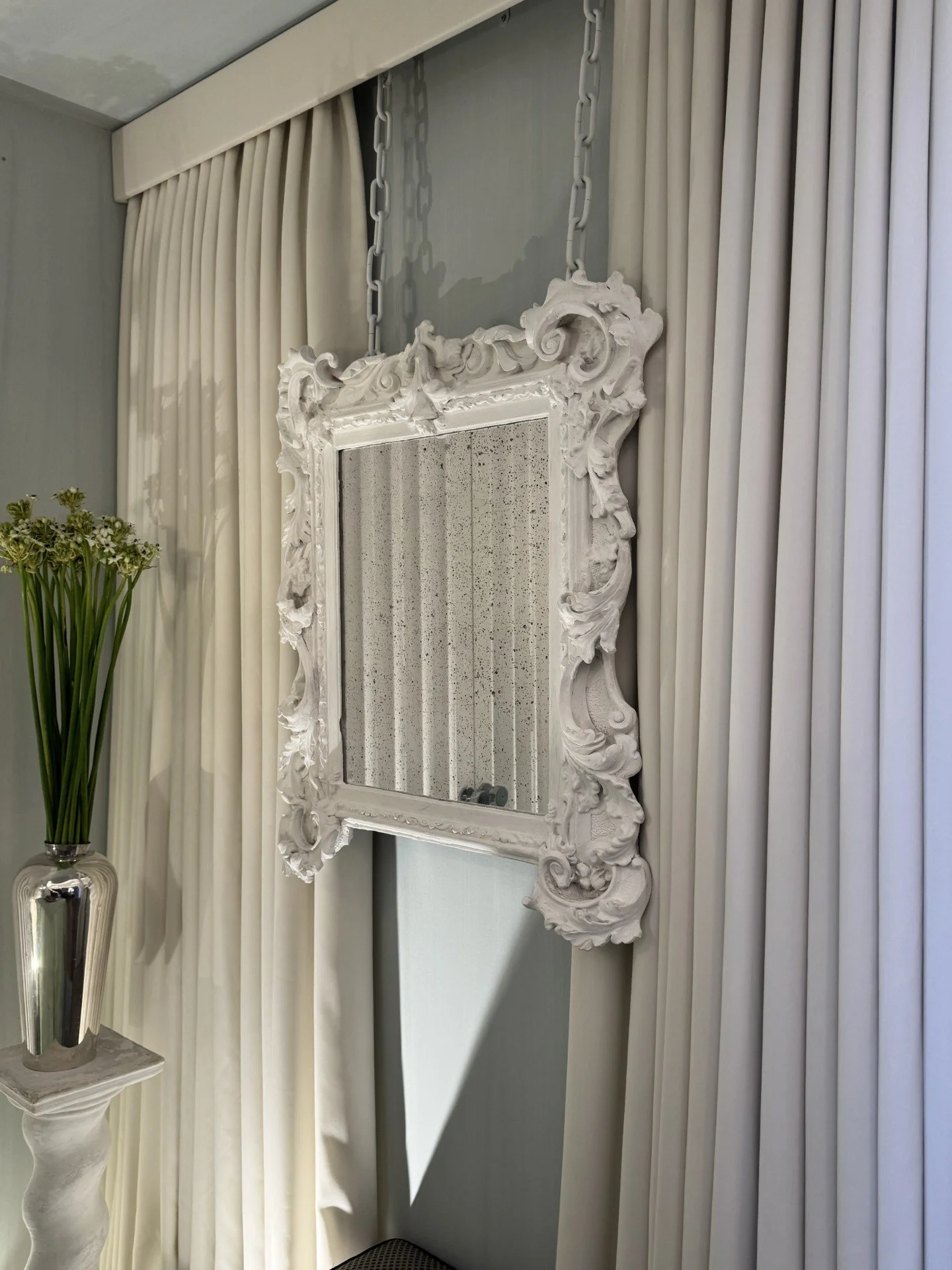 Installation of Our Antique Mirror for @roomswithaviewsouthport with @garrettcarterdesigns