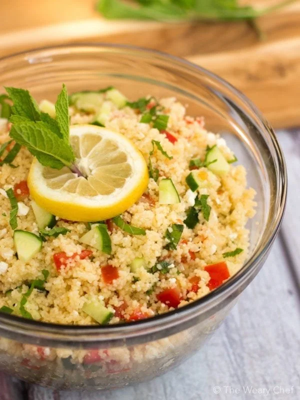 LEMON COUSCOUS SALAD WITH SPINACH