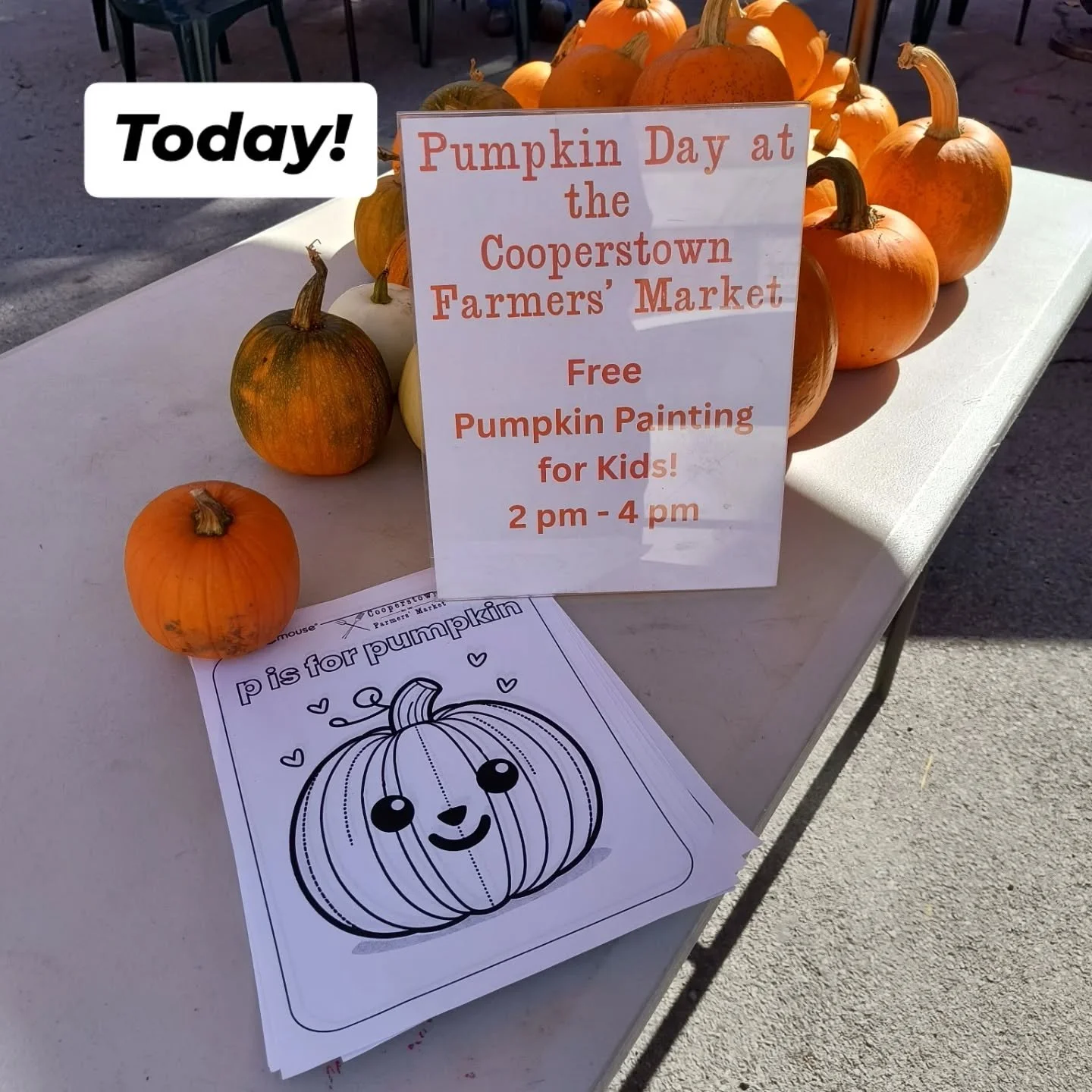 It's the last Tuesday Farmers' Market of the year and it's a big one! Come by 12 pm to 4 pm for farm fresh produce, pumpkins, gourds, sunflowers, cheese from Mountain View Dairy, meat, poultry, meatball dinners, paninis for lunch, maple syrup, and mu