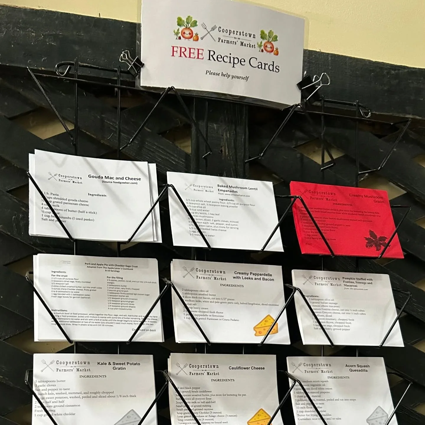 Want some new ideas? Free recipes cards at the Market. Find some new inspiration and take home some farm fresh ingredients to make a great meal.

#recipes #farmersmarket #cooperstownfarmersmarket