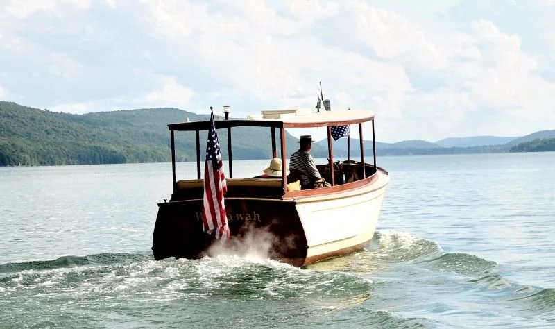Bill Michaels, 1932 Richardson Launch, always in service on Otsego Lake