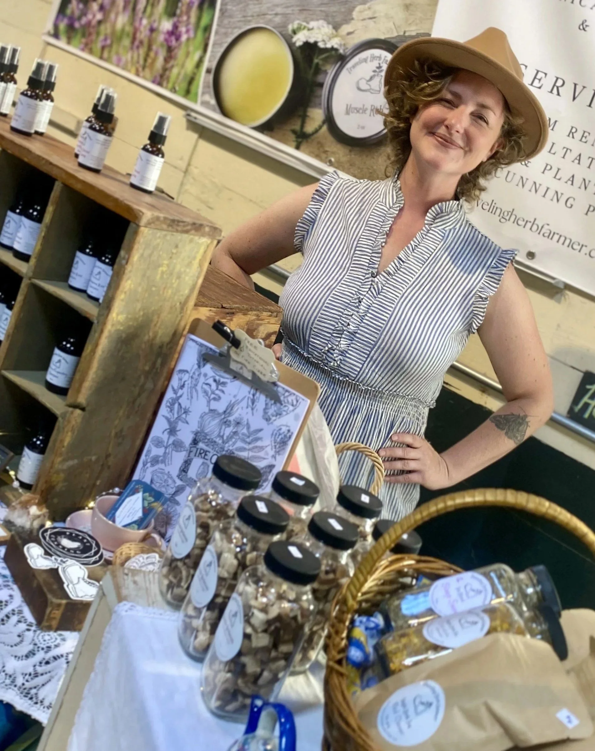 Traveling Herb Farmer display at Cooperstown Farmers' Market